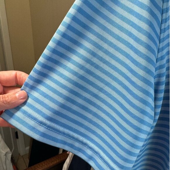 STITCH Dri Fit Polo Shirt Blue striped Preppy Golf Casual Soft Shirt Short Sleev - Picture 6 of 8